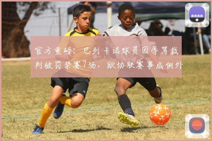 官方重磅：巴列卡诺球员因辱骂裁判被罚禁赛7场，欧协联赛事成例外